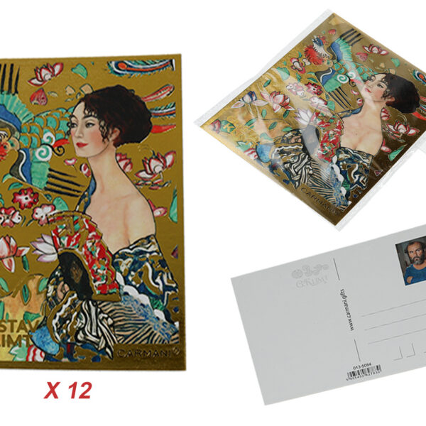 Kpl. 12 pocztówek - G. Klimt, Kobieta z wachlarzem (CARMANI)