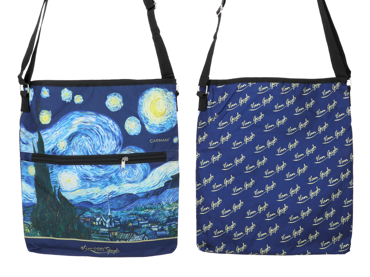 Torebka z suwakiem i paskiem na ramię - V. van Gogh, Gwiaździsta Noc (CARMANI) - obrazek 2