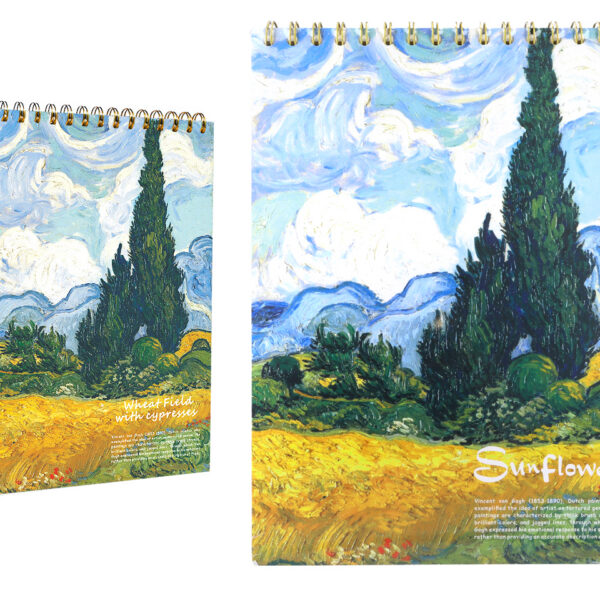 Blok rysunkowy/szkicownik - V. van Gogh, Pole Pszenicy z Cyprysami