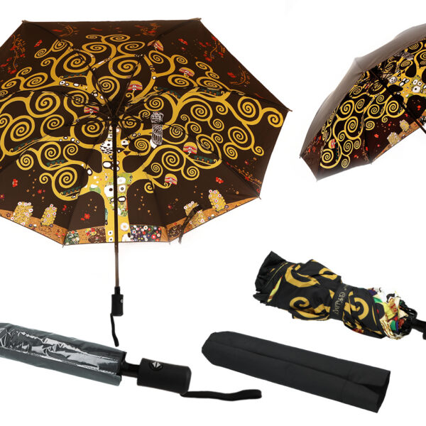Parasol automatyczny, składany - G. Klimt, Drzewo życia (dekoracja pod spodem) (CARMANI)