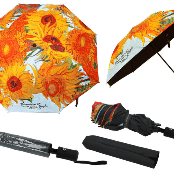 Parasol automatyczny, składany - V. van Gogh, Słoneczniki (dekoracja na wierzchu) (CARMANI)