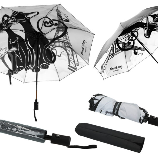 Parasol automatyczny, składany - Koci świat (dekoracja pod spodem) (CARMANI)