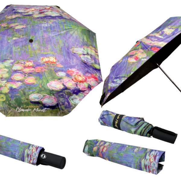 Parasol automat, składany - C. Monet, Lilie wodne (dekoracja na wierzchu) (CARMANI)