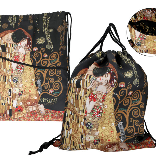 Worek na plecy z kieszenią w tubie - G. Klimt, Pocałunek (CARMANI)