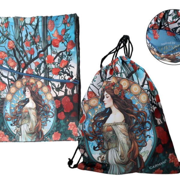 Worek na plecy z kieszenią w tubie - inspired by A. Mucha (CARMANI)
