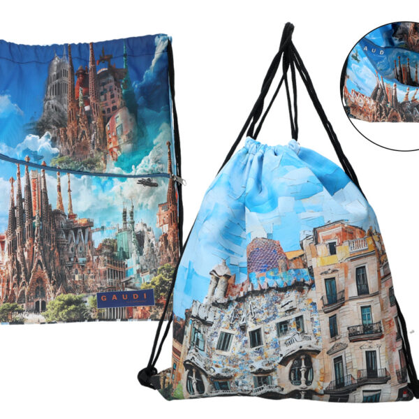 Worek na plecy z kieszenią w tubie - inspirowana malarstwem A. Gaudi (CARMANI)