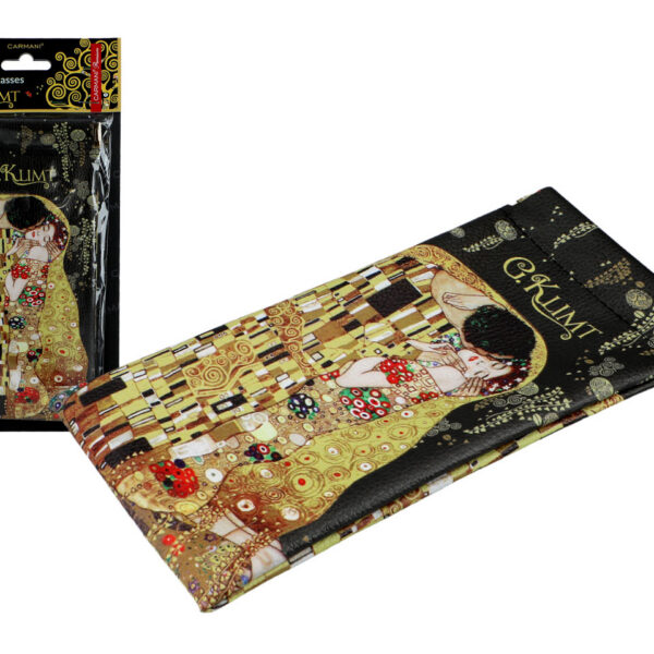 Etui na okulary, miękkie - G. Klimt, Pocałunek, czarne tło(CARMANI)
