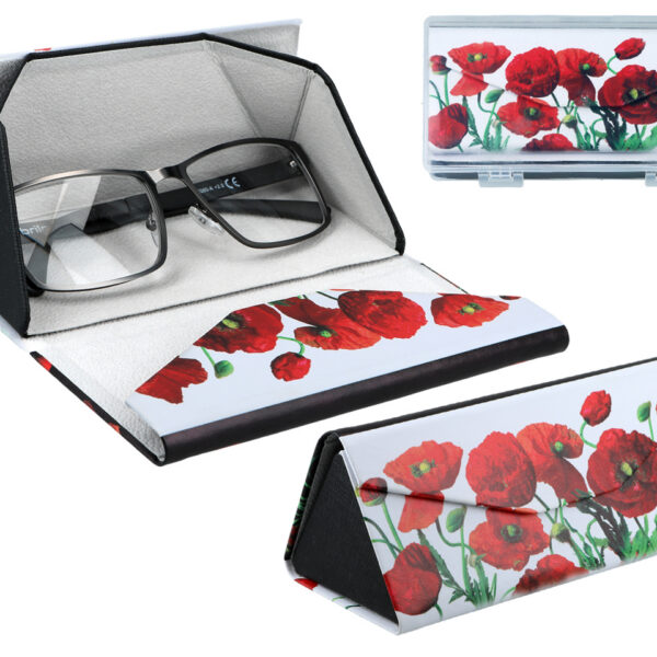 Etui na okulary, składane - Dekoracja kwiatowa, Maki (CARMANI)