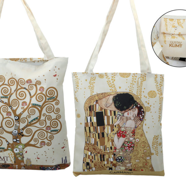Torba na ramię - G. Klimt, Pocałunek + Drzewo, jasne tło (CARMANI)