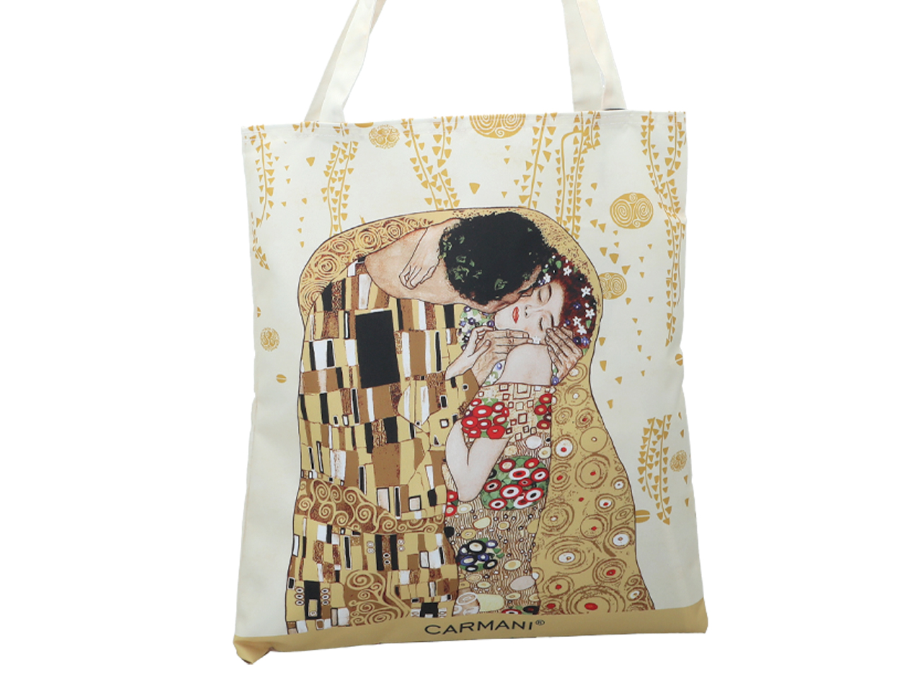 Torba na ramię - G. Klimt, Pocałunek + Drzewo, jasne tło (CARMANI) - obrazek 4