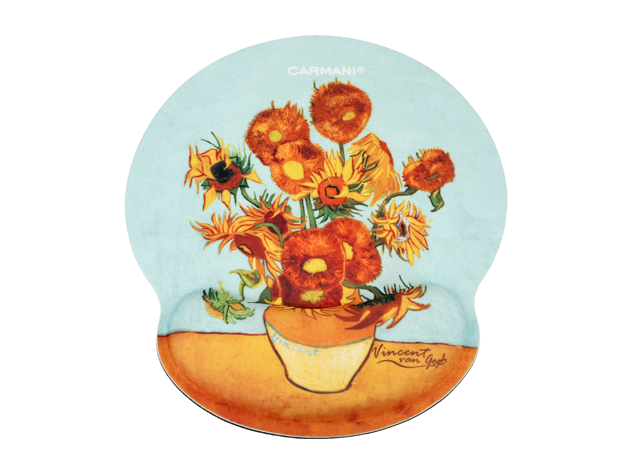 Podkładka pod mysz komputerową z poduszką na nadgarstek - V. van Gogh, Słoneczniki (CARMANI) - obrazek 2
