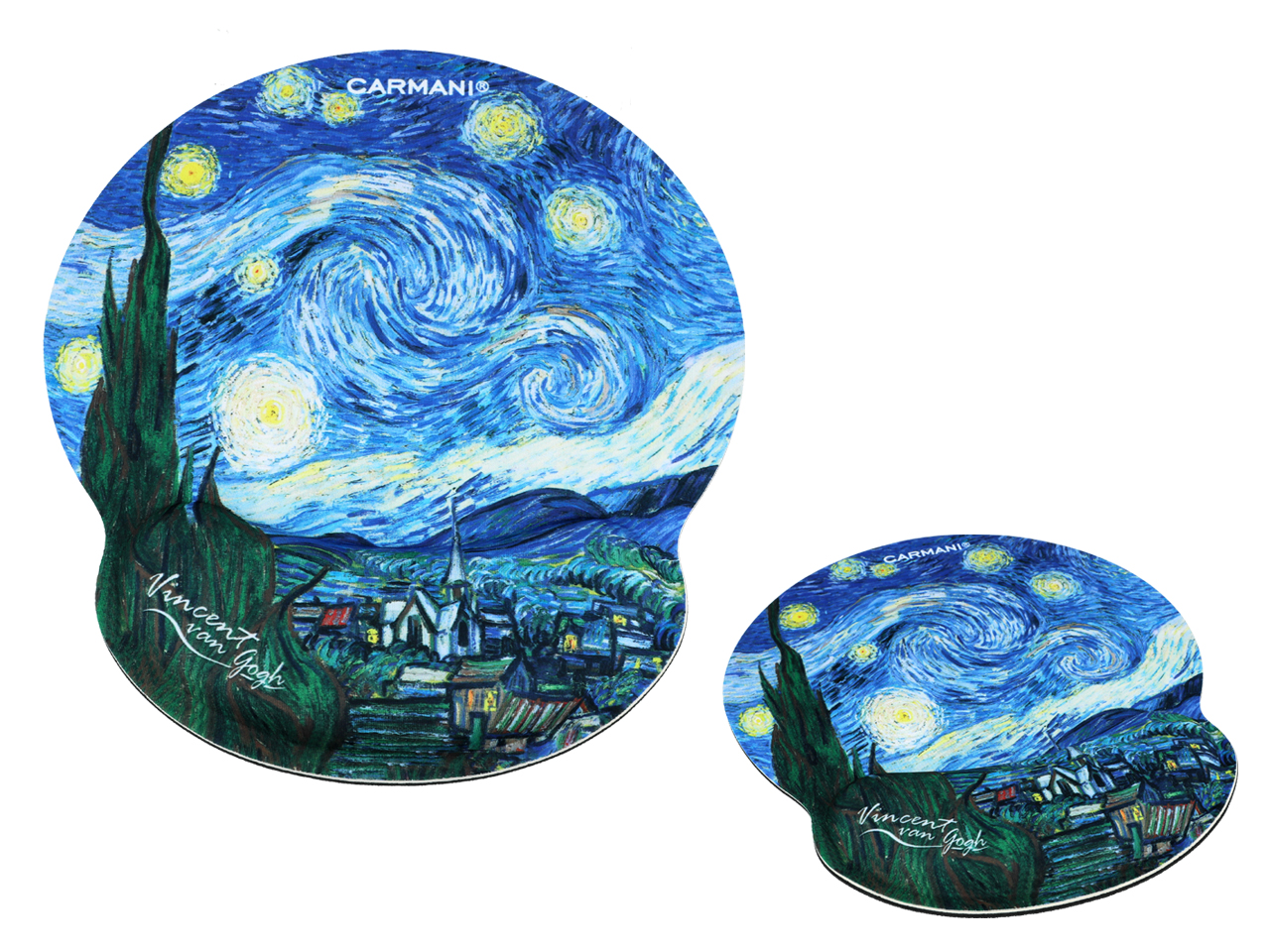 Podkładka pod mysz komputerową z poduszką na nadgarstek - V. van Gogh, Gwiaździsta Noc (CARMANI)