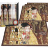 Kpl. 4 podkładek na stół - G. Klimt, Pocałunek, brązowe tło (CARMANI)