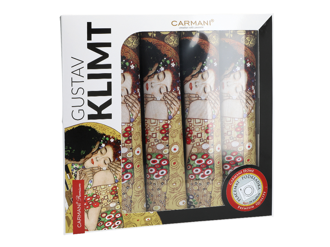 Kpl. 4 podkładek na stół - G. Klimt, Pocałunek, brązowe tło (CARMANI) - obrazek 3