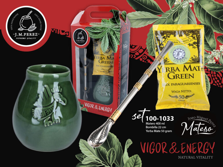 Zestaw do Yerby - Naczynie Ceramiczne zieleń transparentna) + bombilla + Yerba Mate Green 50g