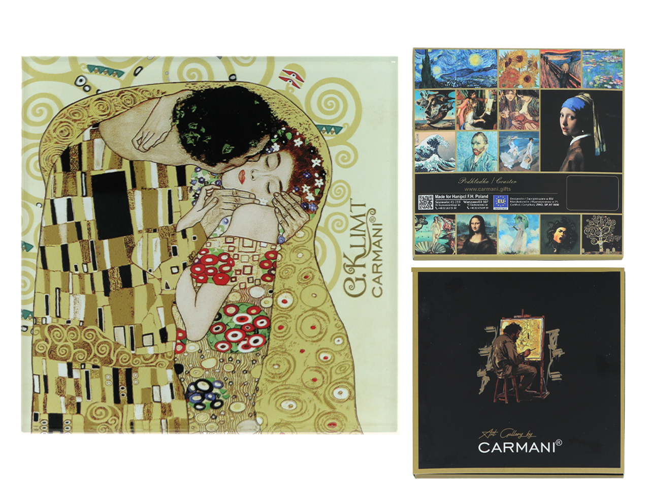 Podkładka szklana - G. Klimt, Pocałunek, kremowe tło (CARMANI)