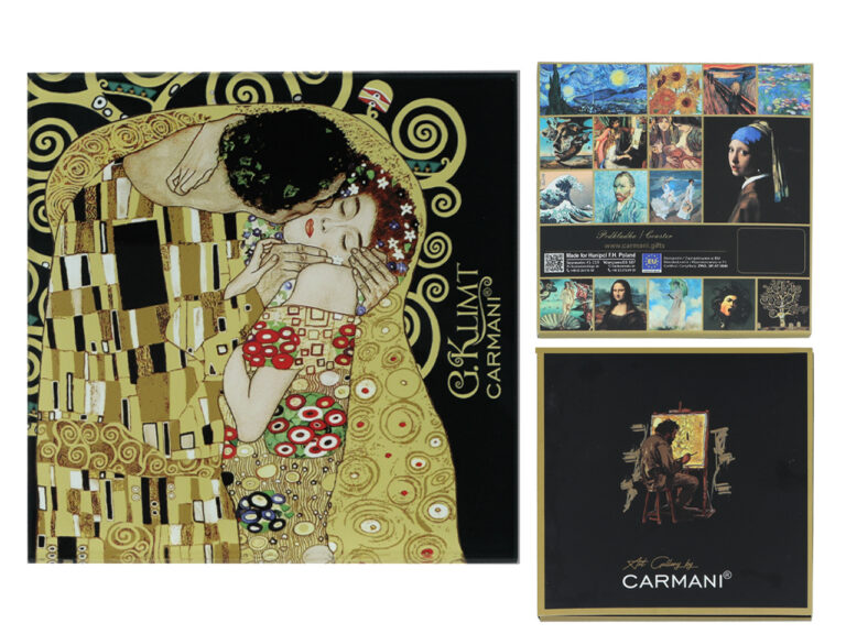 Podkładka szklana - G. Klimt, Pocałunek, czarne tło (CARMANI)