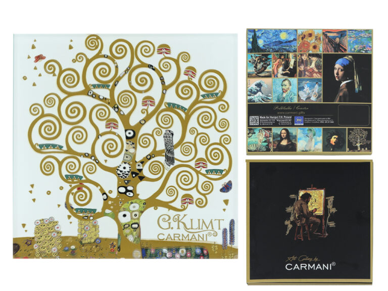 Podkładka szklana - G. Klimt, Drzewo życia, białe tło (CARMANI)