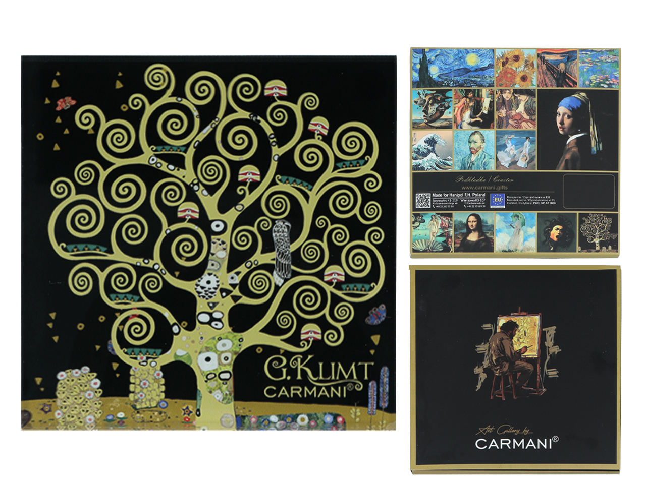 Podkładka szklana - G. Klimt, Drzewo życia, czarne tło (CARMANI)