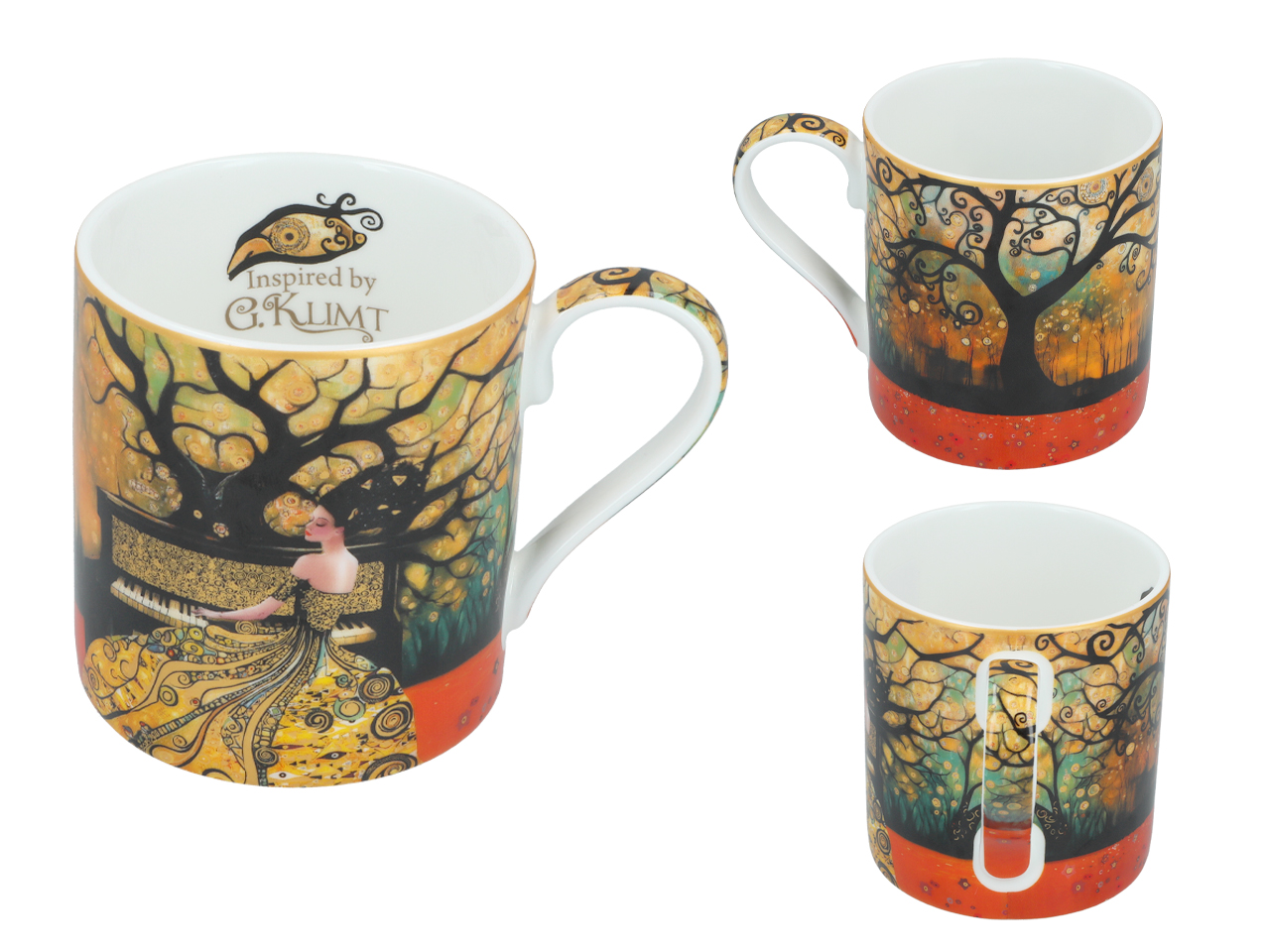 Kubek - Inspirowany malarstwem G. Klimt, Kobieta przy fortepianie (CARMANI) - obrazek 2