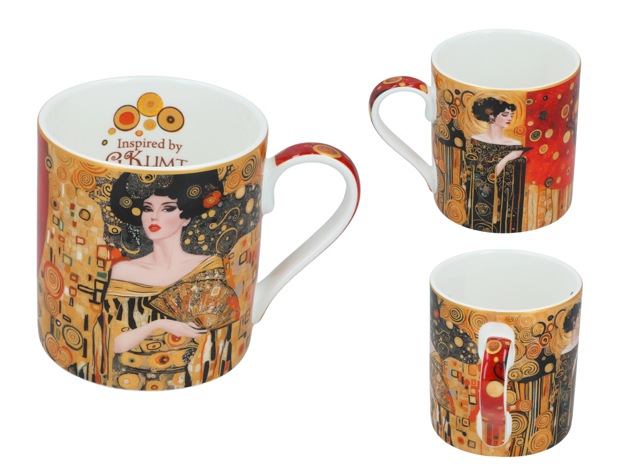 Kubek - Inspirowany malarstwem G. Klimt, Kobieta z wachlarzem (CARMANI) - obrazek 2