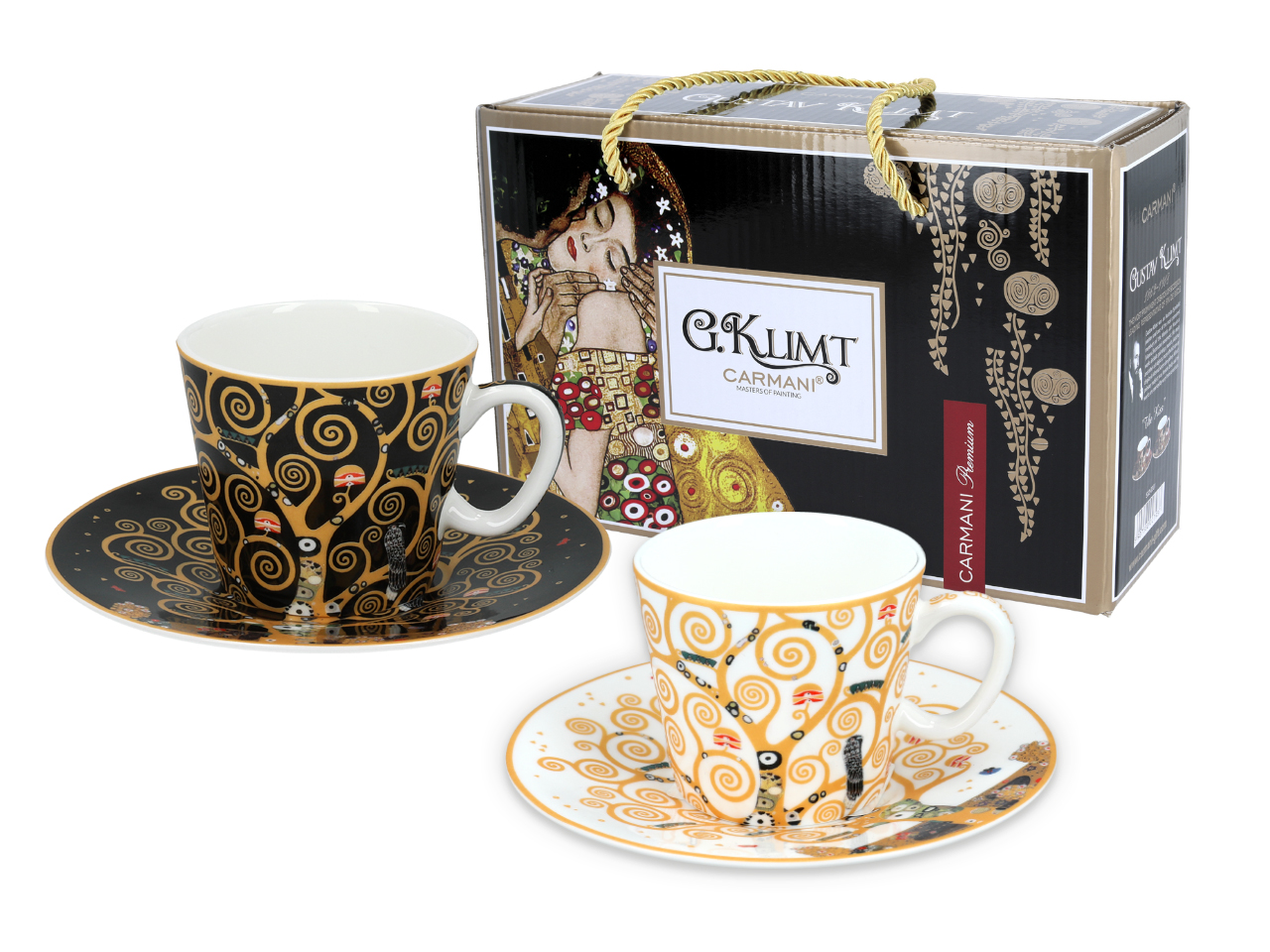 Kpl. 2 filiżanek espresso - G. Klimt, Drzewo życia (białe i czarne tło) (CARMANI) - obrazek 2