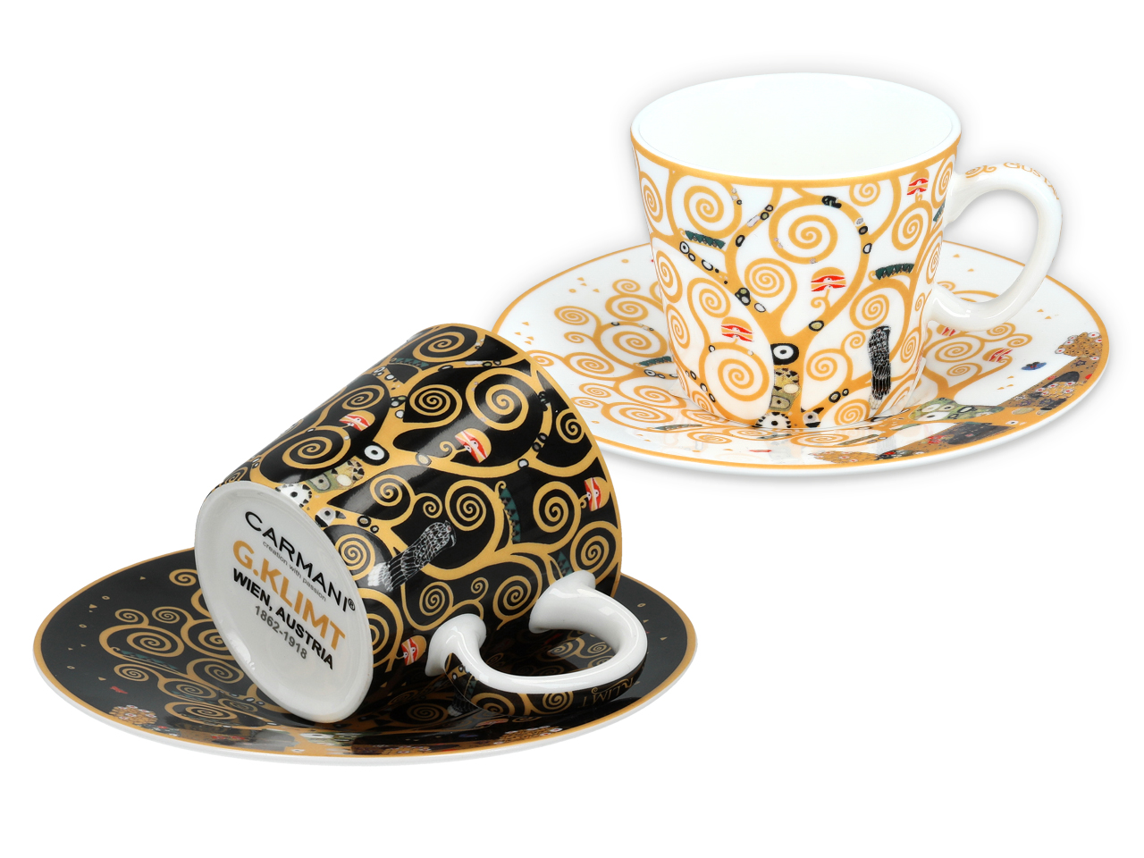 Kpl. 2 filiżanek espresso - G. Klimt, Drzewo życia (białe i czarne tło) (CARMANI) - obrazek 3