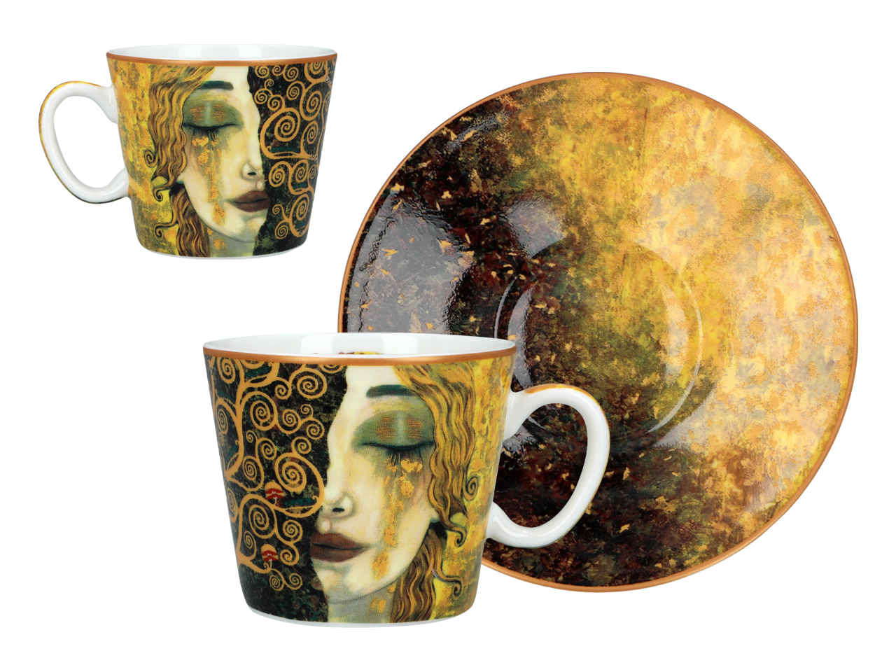 Kpl. 2 filiżanek espresso - G. Klimt, Złote łzy (białe i czarne tło) (CARMANI) - obrazek 4