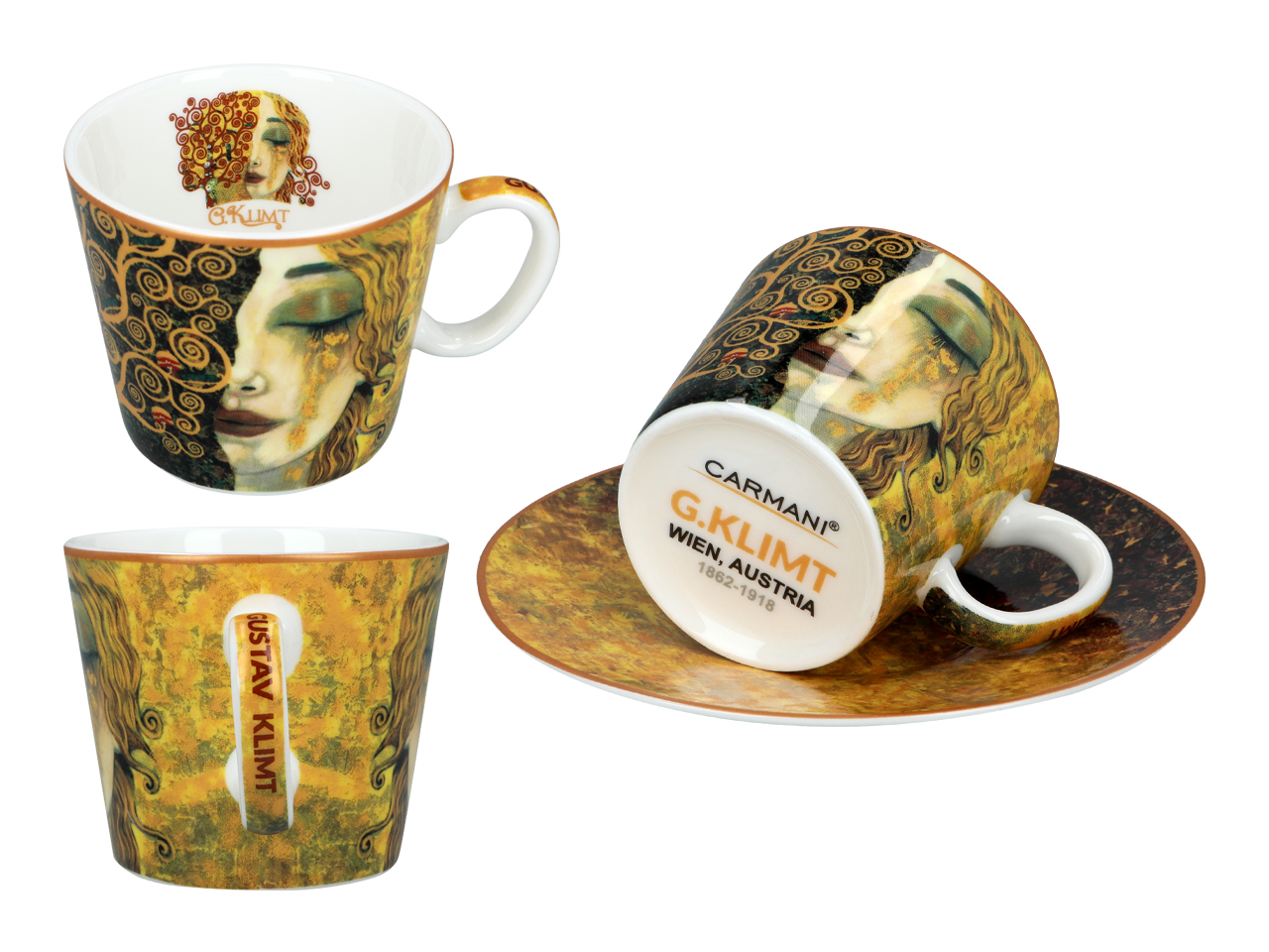 Kpl. 2 filiżanek espresso - G. Klimt, Złote łzy (białe i czarne tło) (CARMANI) - obrazek 5