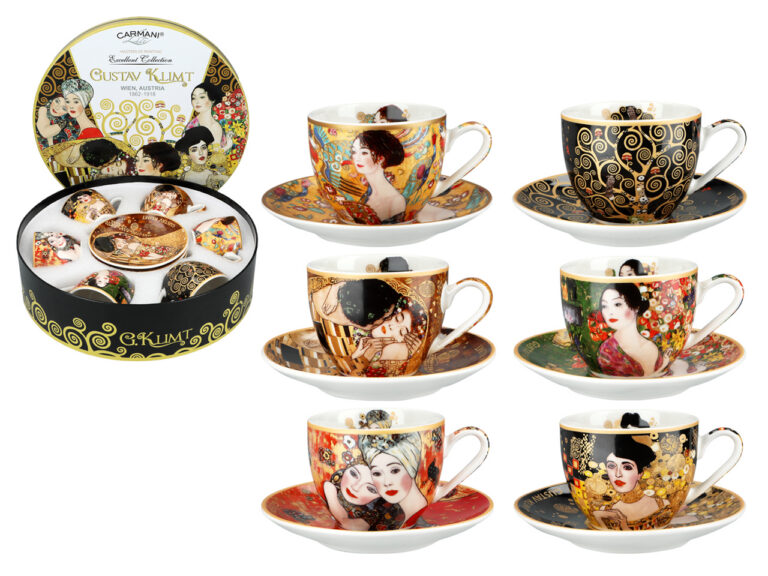 Kpl. 6 filiżanek espresso w okrągłym pudełku - G. Klimt (CARMANI)