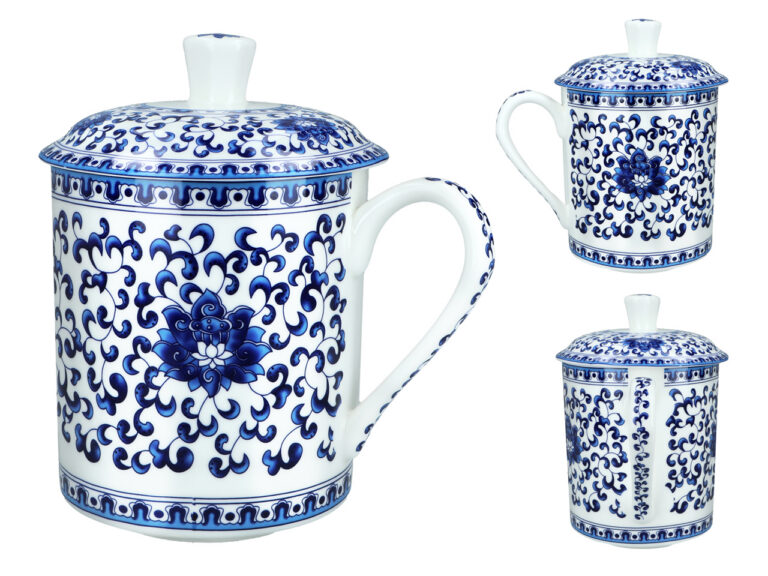Kubek porcelanowy z przykrywką