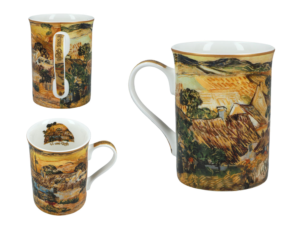 Kubek Classic New - V. van Gogh, Chaty kryte strzechą na wzgórzu (CARMANI) - obrazek 2