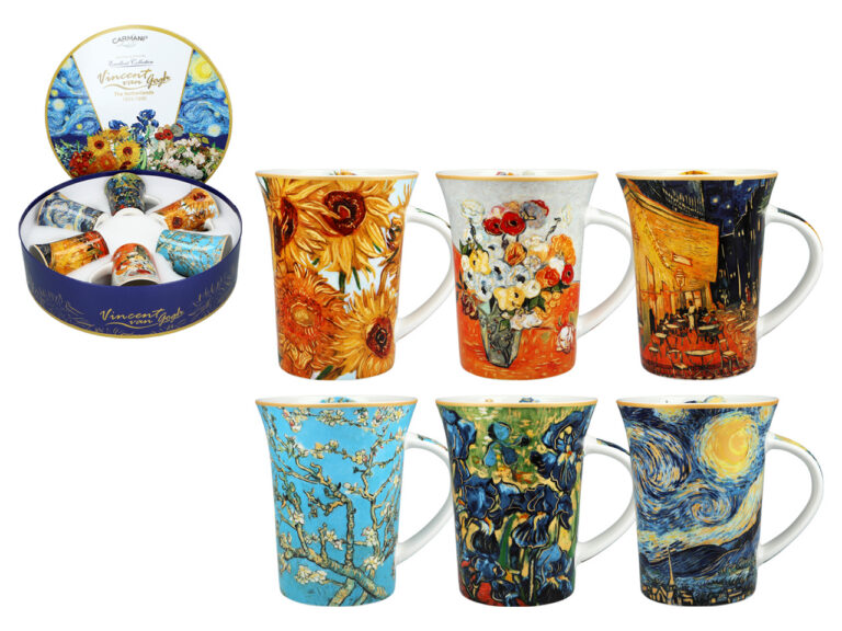 Kpl. 6 kubków w okrągłym pudełku - V. van Gogh (CARMANI)
