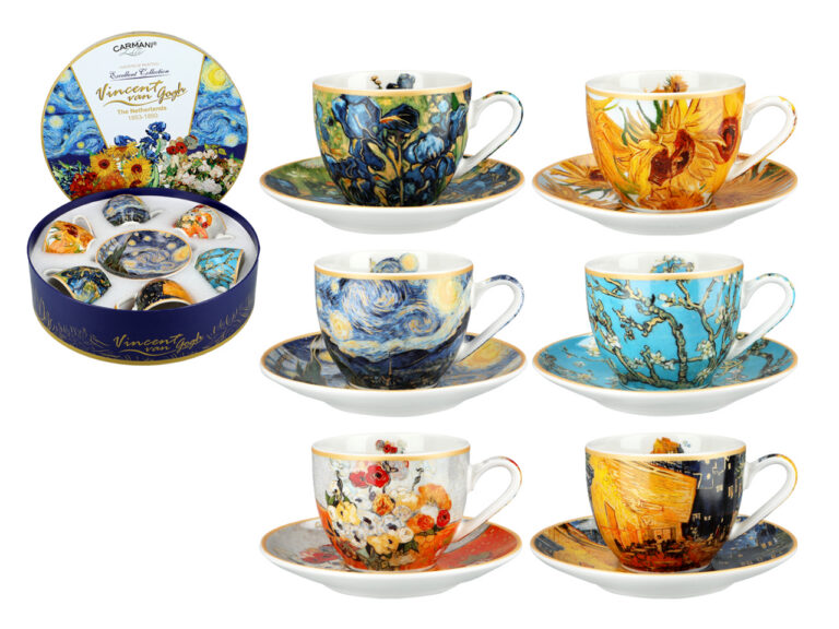 Kpl. 6 filiżanek espresso w okrągłym pudełku - V. van Gogh (CARMANI)