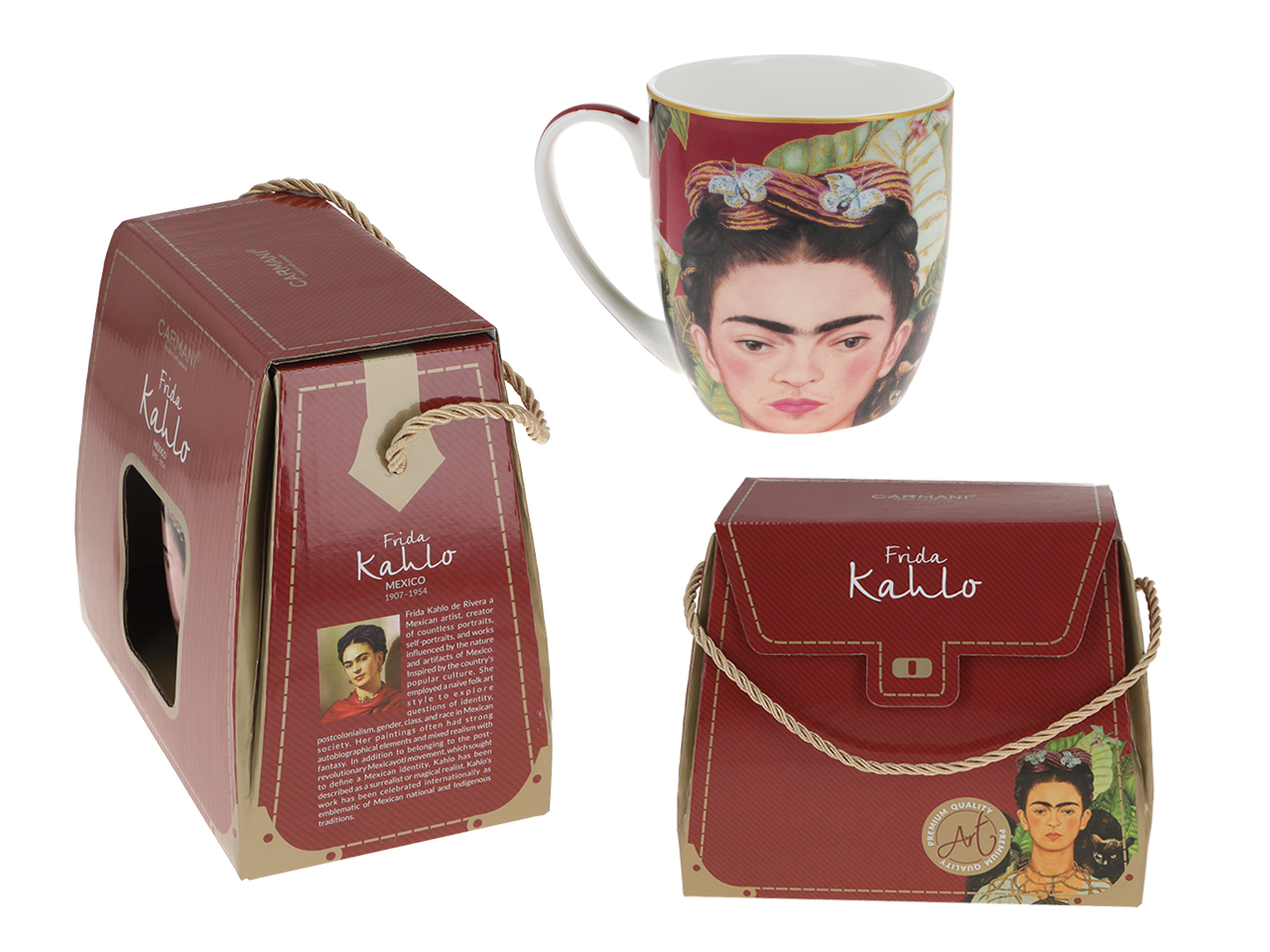 Kubek Camio - F. Kahlo, Autoportret z naszyjnikiem z cierni i kolibrem (CARMANI) - obrazek 3