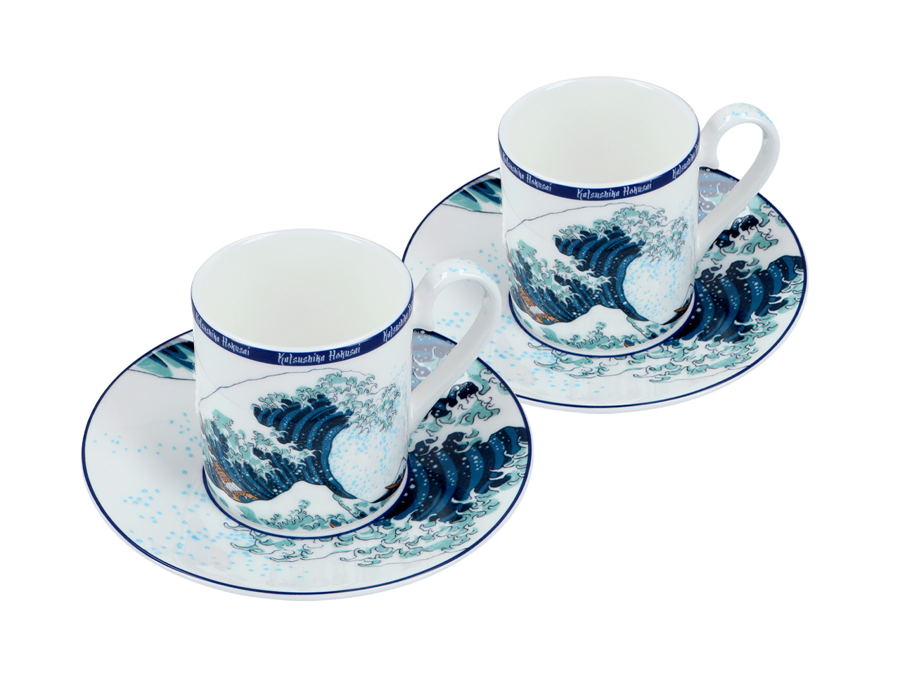 Kpl. 2 filiżanek espresso - Hokusai Katsushika, Wielka fala w Kanagawie (CARMANI) - obrazek 2