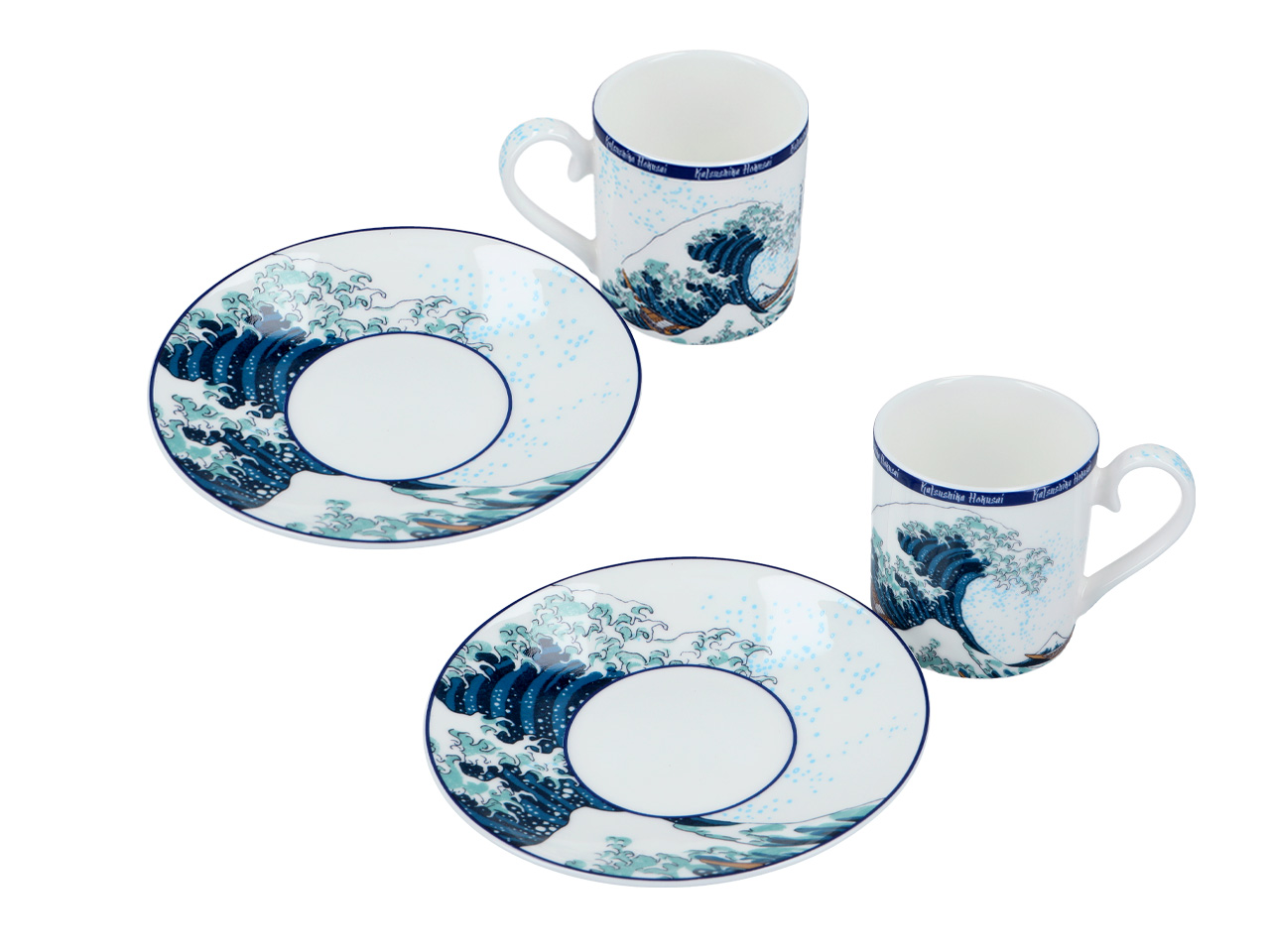 Kpl. 2 filiżanek espresso - Hokusai Katsushika, Wielka fala w Kanagawie (CARMANI) - obrazek 3