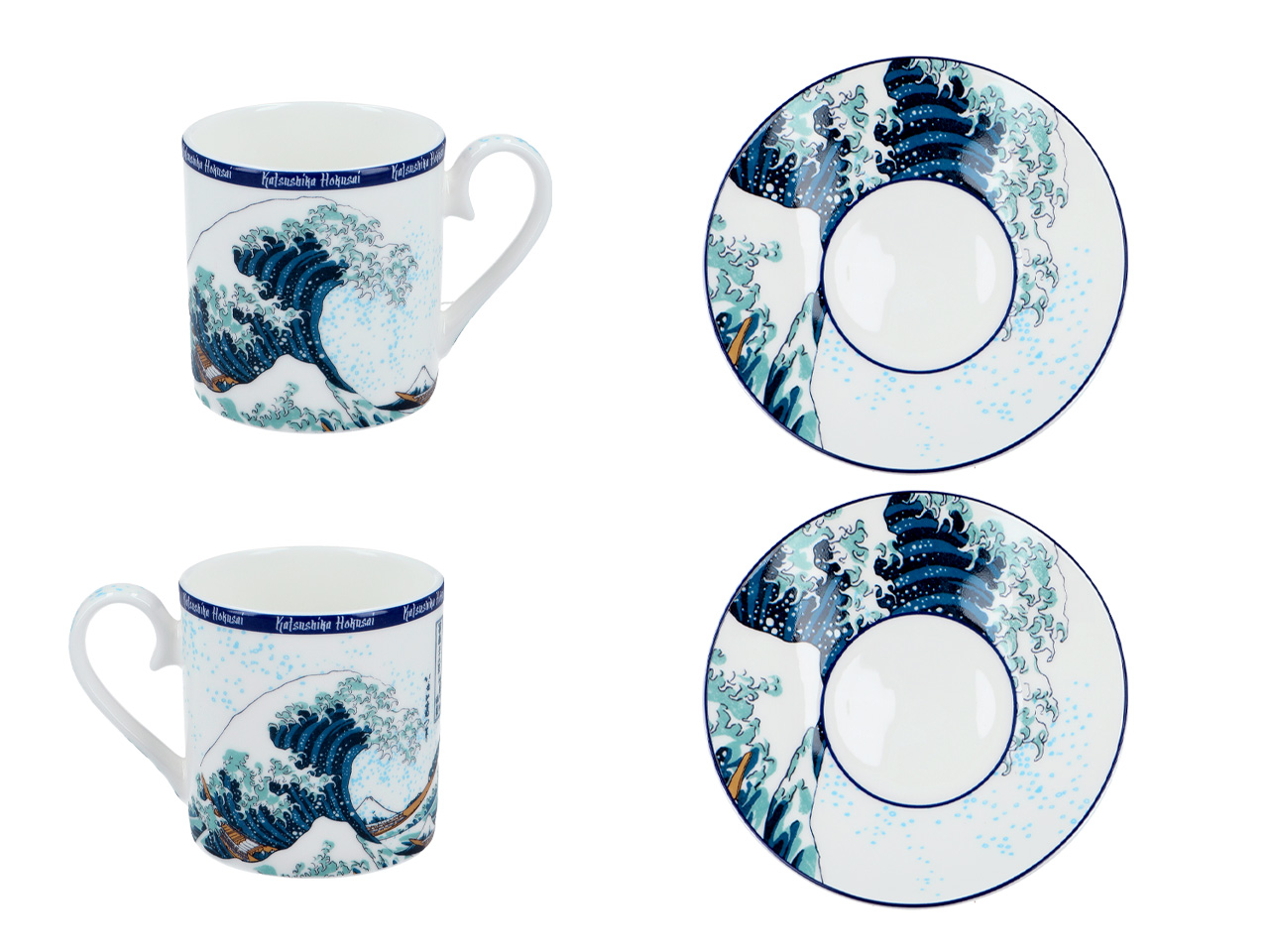 Kpl. 2 filiżanek espresso - Hokusai Katsushika, Wielka fala w Kanagawie (CARMANI) - obrazek 4