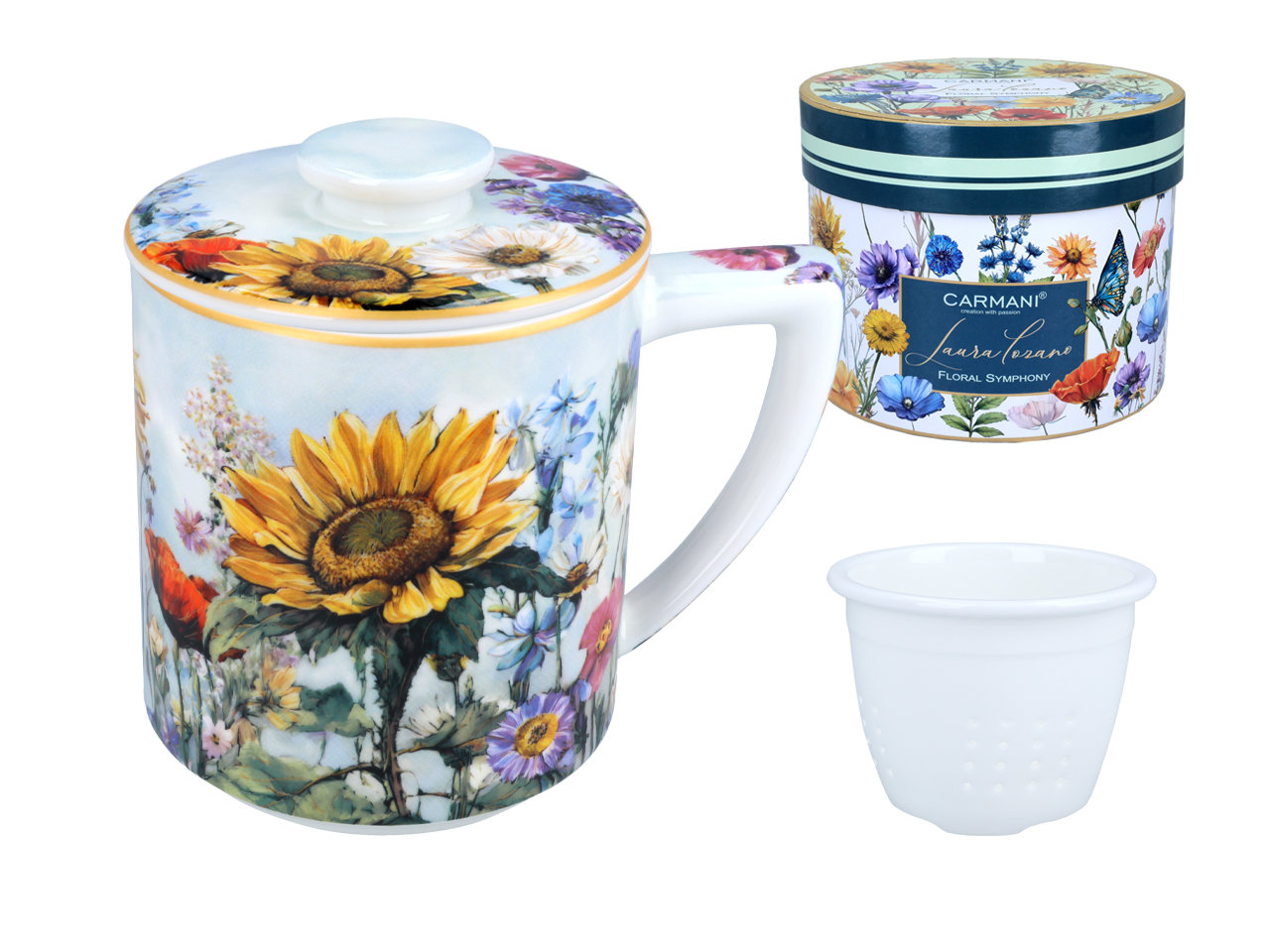 Kubek z zaparzaczem i przykrywką - L. Lozano, Lady`s Floral Symphony (CARMANI)