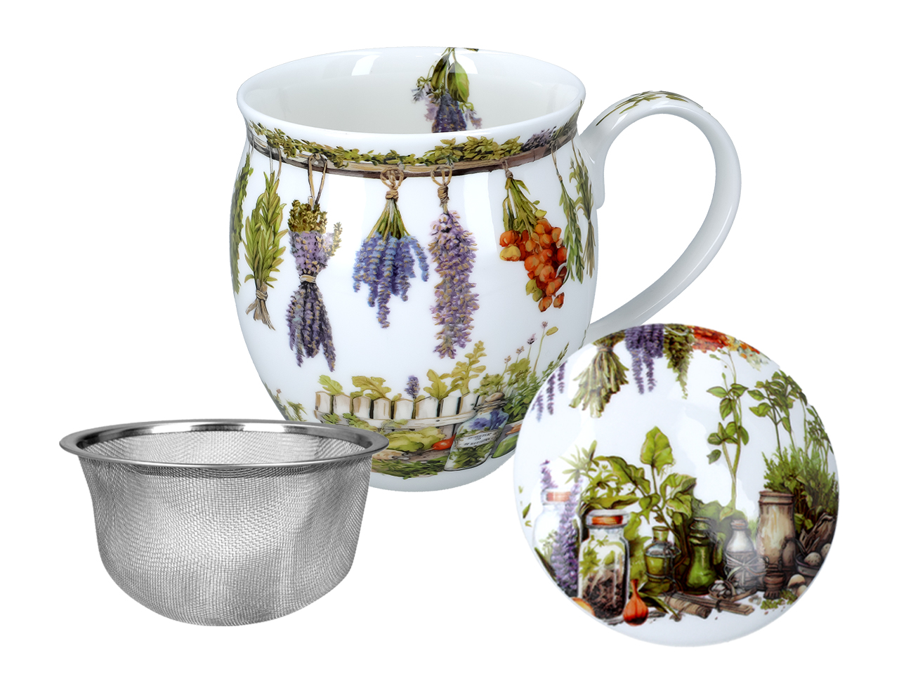 Kubek beczka z przykrywką - Zioła (CARMANI) - obrazek 2
